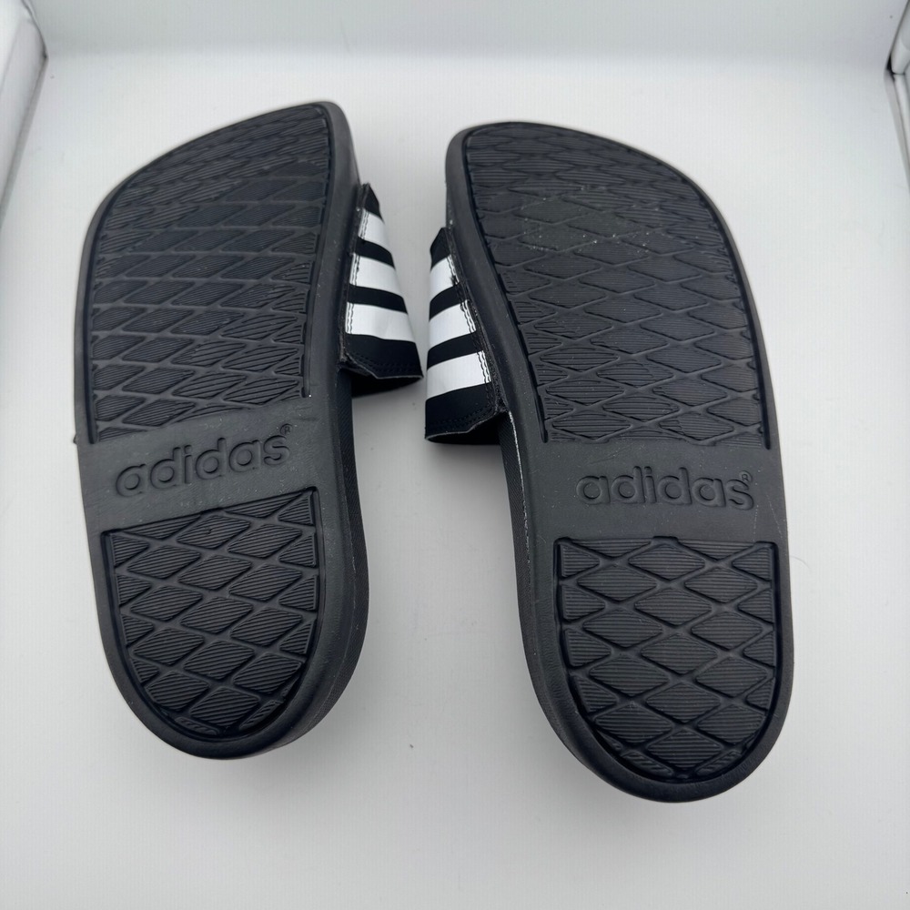 Adidas Adilette Shower Slides Men 5 Black White Striped Sport Sandals A:JS4313 - Picture 5 of 6